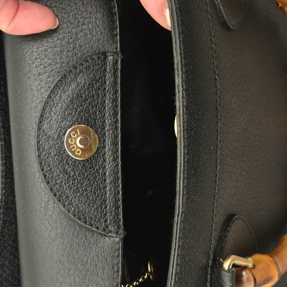 GUCCI DIANA Black Leather Tote Bamboo Handles - Picture 9 of 17